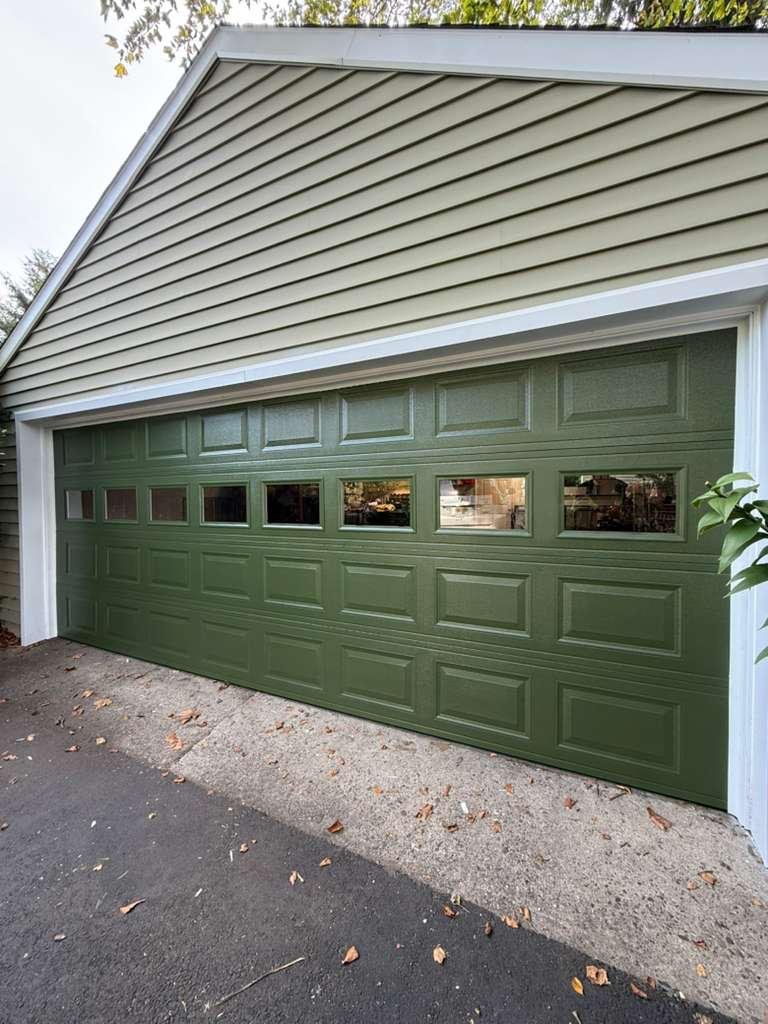 New Door Installation - Custom Green Raised Panel Door in Ridgewood completed in Ridgewood, NJ, NJ by Ez2Fix Garage Door Repair
